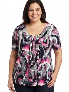 NWT Kim Rogers Pink & Navy Abstract Top (Runs Small)